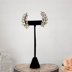 Vintage silver Crystal rhinestone climber earrings